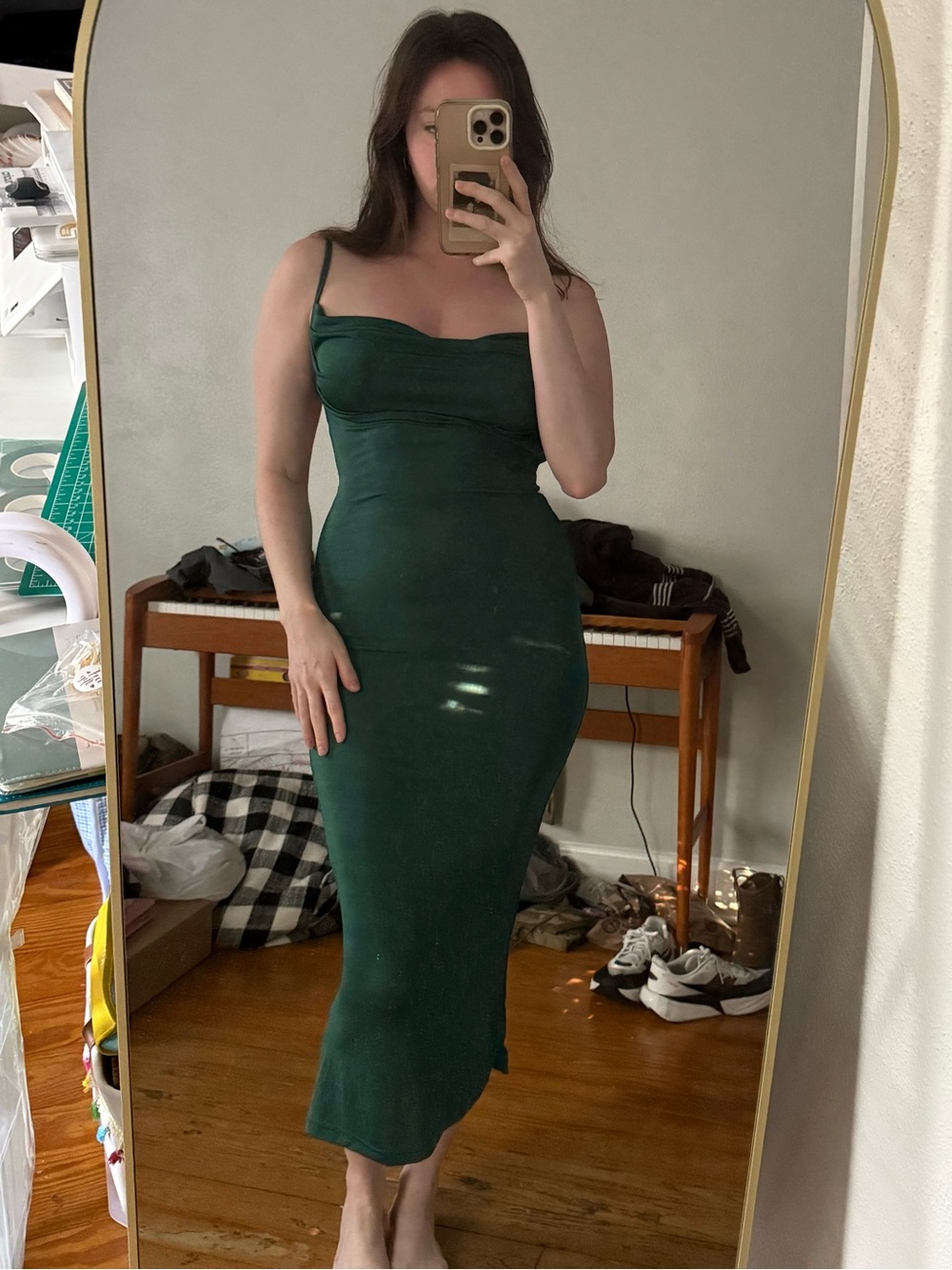 Women’s Forest Green Bodycon Midi Dress
